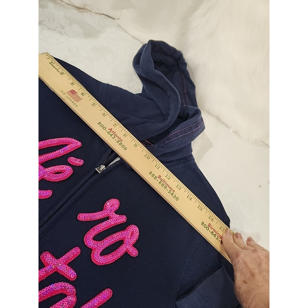 Aeropostale Zip Hoodie Womens Large Navy Pink 90s Y2K - Picture 15 of 16
